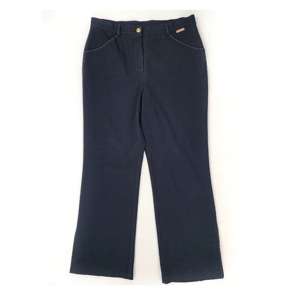 ST. JOHN Sport Navy Blue Trouser Pants Bottom Slits Pockets Stretch - Picture 1 of 4